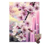 Tansy Vale Spring Cherry Blossom Scene 11CT Pre-Printed Cross Stitch Kits for Adults & Beginners, Pattern Needlepoint Kit Crafts for Home Decor Gifts 12x16 Inch 13657