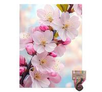 Tansy Vale Spring Cherry Blossom Scene 11CT Pre-Printed Cross Stitch Kits for Adults & Beginners, Pattern Needlepoint Kit Crafts for Home Decor Gifts 12x16 Inch 13562