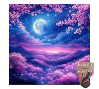 Tansy Vale Spring Cherry Blossom Scene 11CT Pre-Printed Cross Stitch Kits for Adults & Beginners, Pattern Needlepoint Kit Crafts for Home Decor Gifts 16x16 Inch 13659
