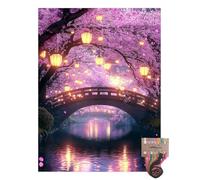 Tansy Vale Spring Cherry Blossom Scene 11CT Pre-Printed Cross Stitch Kits for Adults & Beginners, Pattern Needlepoint Kit Crafts for Home Decor Gifts 12x16 Inch 13671