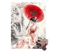 Tansy Vale Spring Cherry Blossom Scene 11CT Pre-Printed Cross Stitch Kits for Adults & Beginners, Pattern Needlepoint Kit Crafts for Home Decor Gifts 12x16 Inch 13693