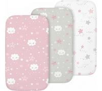 TansyPanda 33x20 Bassinet Sheets Set, Snug Fit for Rectangle Bassinets Like Baby Delight, Papablic, Angelbliss, KoolerThings, Fodoss, BCOL, BabyBond & More, Soft Breathable Unisex Bedding, Pink Cloud