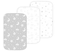 TansyPanda 33x20 Bassinet Sheets, Snug Fit on Rectangle Bassinets Like Baby Delight, Dream On Me, Angelbliss, KoolerThings, Fodoss, BCOL, BabyBond & More, Soft Breathable Unisex Bedding, Stars Moons