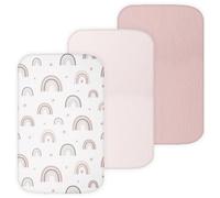 TansyPanda Muslin Bassinet Sheets for Bellababy, Fodoss, KoolerThings, Besrey, Koola Baby Bedside Sleeper, 3 Pack, 20×33 in, Ultra Soft, Breathable, Snug Fit, Unisex Boys and Girls, Pink Rainbow