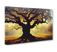 Tantalising Oak Tree Canvas Print | Gallery Wrapped 30mm Frame Wall Art | 30x20 inches | Ready to Hang | Contemporary Landscape Picture | Living Room Bedroom Lounge Office