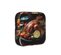 Tantalizing Roast Turkey American Flag Compact Sanitary Napkin Storage Bag for Women - Portable and Stylish with Zipper for Daily Carry