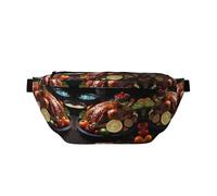 Tantalizing Roast Turkey Large Crossbody Fanny Pack,Gifts For Enjoy Sports Festival Workout Traveling Running Casual, Black, One Size