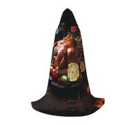 Tantalizing roast turkey Print Unisex Hooded Cape Cloak, Long Robe with Hood for Halloween, Cosplay, Vampire, Witch Costumes, Black, Large