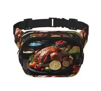 Tantalizing roast turkey Square Double Layer Waist Bag Belt - Fanny Pack Purse with Adjustable Strap for Running, Travel, Hiking, Black, One Size, Black, One Size