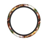 Tantalizing Sausage Pizza Car Elastic Steering Wheel Cover Printed Steering Wheel Cover Suitable for Most Models Size 15 inches