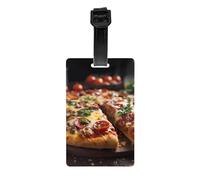 Tantalizing Sausage Pizza Luggage Tag PVC Waterproof Durable Light Bag Tag with Detachable Wristband for Easy Identification