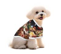 Tantalizing Sausage Pizza Print Pure Cotton Pet T-Shirt, Dogs & Cats Comfy Tee Vest, for Small Medium Summer Winter Clothes