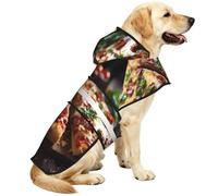 Tantalizing Sausage Pizza Reflective Waterproof Dog Raincoat Jacket, Adjustable Hooded Pet Coat with Leash Hole,for Outdoor UseL
