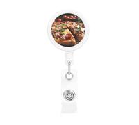 Tantalizing Sausage Pizza Retractable Badge Holder Convenient and Durable for Offices Schools and Hospitals Use
