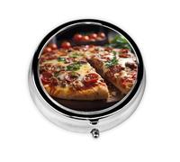 Tantalizing Sausage Pizza This Small, Round, Three-Compartment Travel Pill Box is Perfect for Storing Daily medications, Vitamins, and on-The-go.