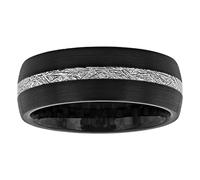 Tantalum Carbide 8mm Matte Black Matte Finish with Silver Colored Carbon Fiber Inlay Men’s Wedding Band Ring, Metal, No Gemstone