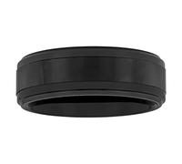 Tantalum Carbide 8mm Matte Black Satin Finish with Forged Carbon Fiber Center and Step Edge Men’s Wedding Band Ring, Metal, No Gemstone