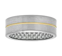 Tantalum Carbide 8mm Silver Tone Satin Finish with Yellow Gold Tone Groove & Carbon Fiber Inlay Interior Men’s Wedding Band Ring, Metal, No Gemstone