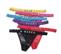 TANTANC Personalized Thongs With Names, Custom Thongs For Women Sexy,Hand Sewn,DIY Crystal Glitter Letters, Hand sewn,3 Pack