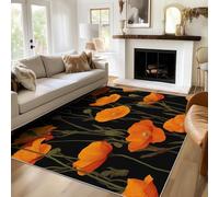 TANTANICAL Floral Rugs Living Room 200x290 cm, Washable Poppy Bedroom Decor Area Rug, Non Slip Short Pile Floor Carpet (G351)