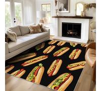 TANTANICAL Hot Dog Rugs Entryway 50 x 80 cm, Washable Fun Bedroom Decor Area Rug, Non Slip Short Pile Door Mat Indoor (B287)