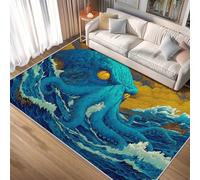 TANTANICAL Octopus Rugs Living Room 80 x 150 cm, Washable Japanese Bedroom Decor Area Rug, Non Slip Short Pile Floor Carpet (BN90)