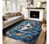 TANTANICAL Wolf Rugs Entryway 40 x 60 cm, Washable Native American Bedroom Decor Area Rug, Non Slip Short Pile Door Mat Indoor (G229)