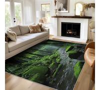 TANTANICAL Woodland Rugs Living Room 200x290 cm, Washable Green Bedroom Decor Area Rug, Non Slip Short Pile Floor Carpet (B224)