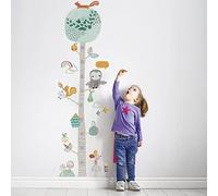 TANTAO Kids Height Chart Wall Decals, Lovely Forest Animals Mouse Owl Squirrel Tree Child Removable Self-Adhesive Wallpaper, DIY Baby Growth Ruler, White, 30*4*4 cm (WS-024)