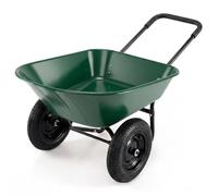 Tantask Wheelbarrow 2 Wheels, 78 L, Garden Trolley with Tilt Function, Construction Wheelbarrow Metal Frame, 100 kg Load Capacity, Garden Wheelbarrow, Push Barrow, Transport Trolley for Garden & Yard