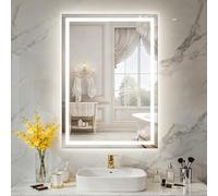 TANTEC Bathroom Mirror with LED Lights 500x700mm, Anti-Fog, Dimmable, Backlit + Front Light, Lighted Bathroom Vanity Mirror for Wall, Shatterproof Tempered Glass, Memory Function, Vertical/Horizontal