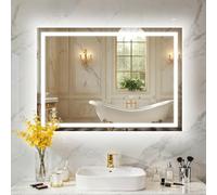 TANTEC Bathroom Mirror with LED Lights 600x800mm, Anti-Fog, Dimmable, Backlit + Front Light, Lighted Bathroom Vanity Mirror for Wall, Shatterproof Tempered Glass, Memory Function, Vertical/Horizontal