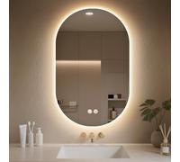 TANTEC Oval Bathroom Mirror with LED Lights 600x1000mm, Anti-Fog, 3 Colors Dimmable, Backlit Light, Lighted Bathroom Vanity Mirror for Wall, Shatterproof Tempered Glass, Memory Function