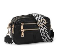 TANTOMI Crossbody Bags for Women, 6-Pockets Purses for Women, Vegan Leather Handbags Shoulder Bag for Travel Shopping, Black