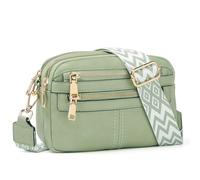 TANTOMI Crossbody Bags for Women, 6-Pockets Purses for Women, Vegan Leather Handbags Shoulder Bag for Travel Shopping, Light Green