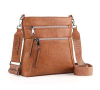 TANTOMI Crossbody Bags for Women, Simple Shoulder Bag with Adjustable Wide Straps for School Work Travel Leisure - Light Brown