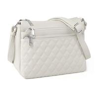 TANTOMI Purses for Women, Quilted PU Leather Crossbody Bag Soft Shoulder handbags with Long Adjustable Shoulder Strap, White