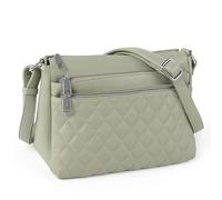 TANTOMI Purses for Women, Quilted PU Leather Crossbody Bag Soft Shoulder handbags with Long Adjustable Shoulder Strap, Pale Green