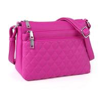 TANTOMI Purses for Women, Quilted PU Leather Crossbody Bag Soft Shoulder handbags with Long Adjustable Shoulder Strap, Magenta