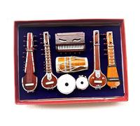 TANTU Miniature Musical Instruments Set, Traditional Indian Instruments, 32 x 24 cm Decorative Display Box, 7 Pieces