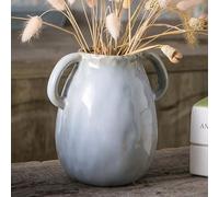 Tanvecle Gray Ceramic Vase with 2 Handles, Modern Farmhouse Decor, Rustic Terracotta Pottery, Decorative Flower Vases, Clay Small Vase, Centerpiece for Dining Table - 7 Inch Tall