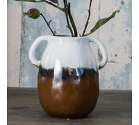 Tanvecle Multi Gradient Ceramic Vase with 2 Handles, Modern Farmhouse Decor, Rustic Terracotta Pottery, Decorative Flower Vases, Clay Small Vase, Centerpiece for Dining Table - 7 Inch Tall