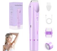 Tanvera Bikini Trimmer for Women - Tanvera GlowTrim Waterproof Electric Body Razor and Shaver - Precision Grooming Kit for Sensitive Skin - Tanvera Razor with Replacement Heads (Purple)