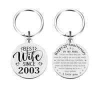 TANWIH 23rd Wedding Anniversary Keychain Gifts, 23 Year Anniversary Decoration, Silver, Medium