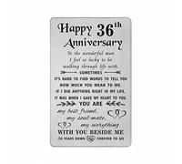 TANWIH 36th Anniversary Card for Husband - 36 Years Down Forever to Go - 36 Year Anniversary Weding Gifts for Him Men, Engraved Metal Wallet Card