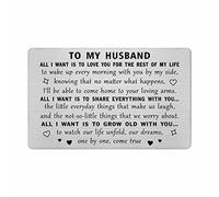 TANWIH Fathers Day Husband Card - Engraved Metal Husband Wallet Card - Birthday Anniversary Valentines Day Card Gift from Wife