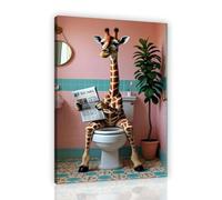 TANWYTQFAEH Framed Funny Bathroom Wall Art Artwork Pictures Toilet For Walls Prints Cute Animal Autumn Posters Decor Bathroom Kid Room Bedroom (THE-0A, 30x40 cm, Framed)