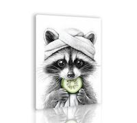 TANWYTQFAEH Framed Funny Raccoon Bathroom Wall Art Artwork Pictures Canvas Print Toilet For Walls Prints Animal Autumn Posters Decor (THE-0D, 30x40 cm, Framed)