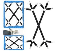 Tanxan 2 Pcs Fitted Heavy Duty Bed Sheet Clips for Bedding, Adjustable Bed Sheet Straps for Corners Keep Sheets Firm & Tight in Place, Universal Bed Sheet Clips Keeping Sheets Place, Sheet Suspenders
