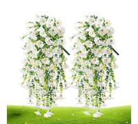 Tanxemery Artificial Petunias Outdoor - Durable Artificial Decorative | Weatherproof 2 Pieces Eternal Flowers for Planter, Window Box, Pot, Vase, Patio, Garden,